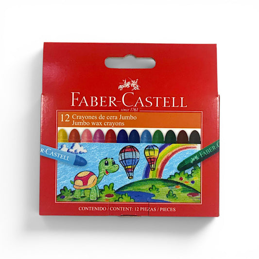 Crayones de cera jumbo FABER CASTELL 12 unidades.