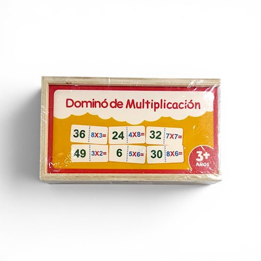 Domino de multiplicación acabado de madera 28 piezas.