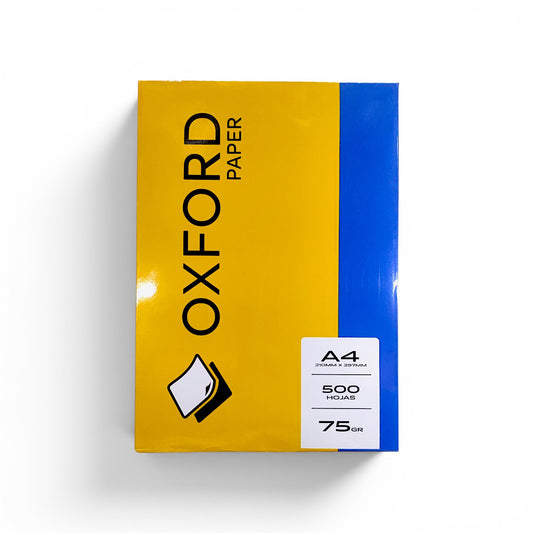 Pack papel bond A-4 75 gr OXFORD 500 hojas.