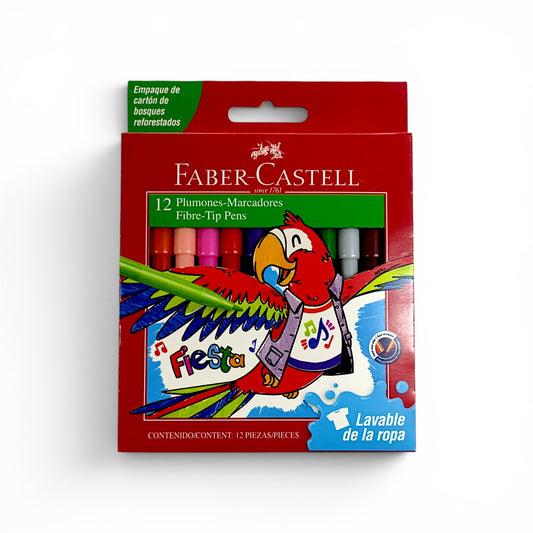 Plumones fiesta FABER CASTELL 12 unidades.