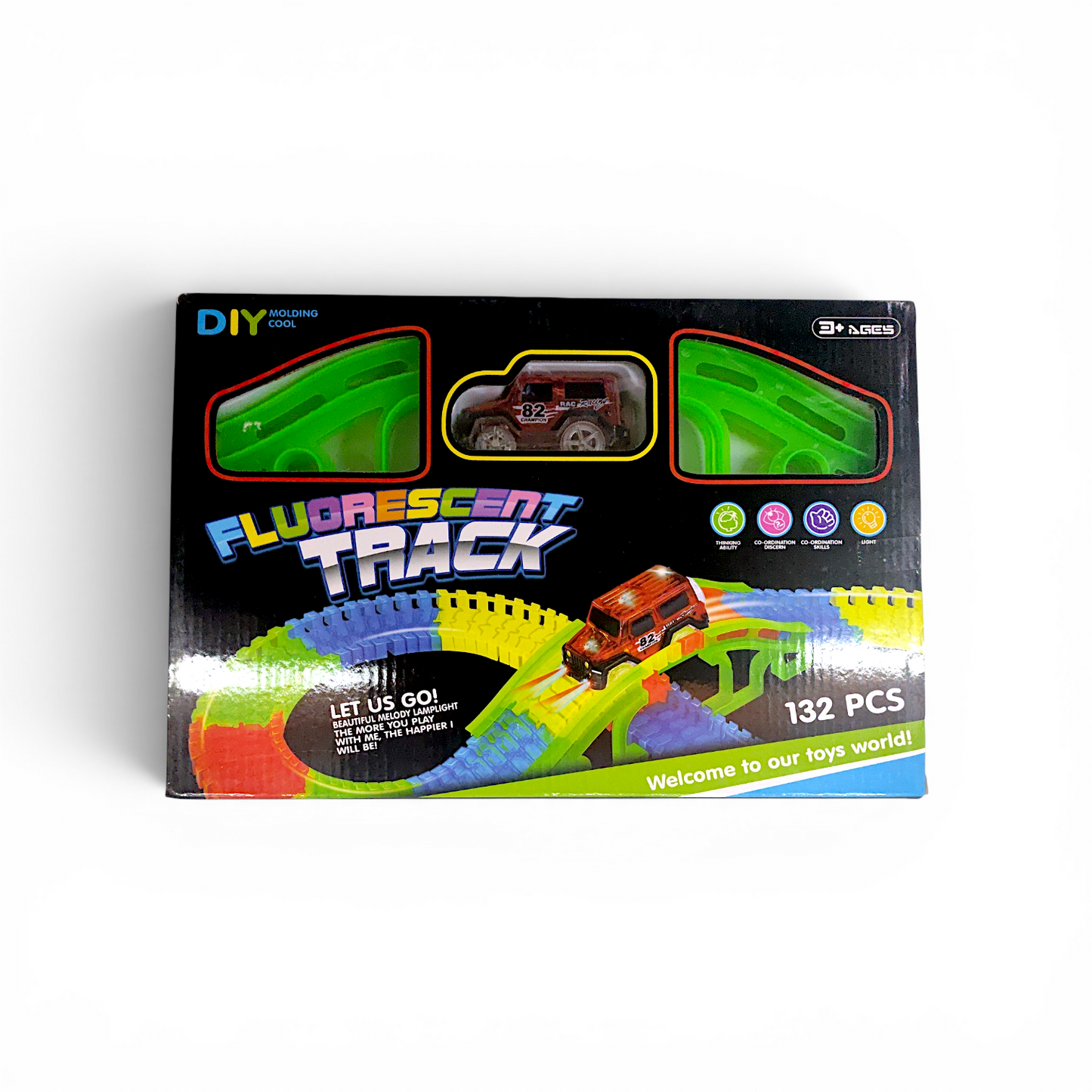 Pista fluorescente track DIY 132 piezas.