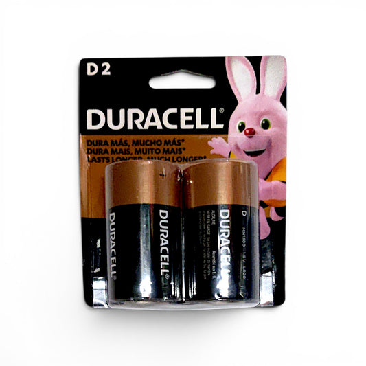Pilas alcalinas D DURACELL 2 unidades.