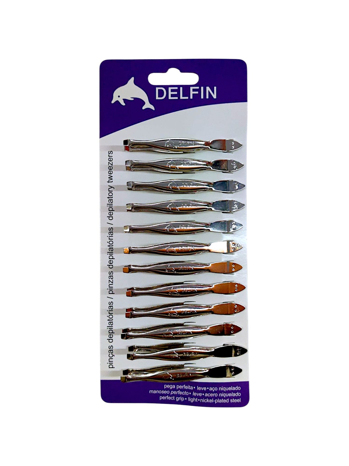 Pinzas para ceja DELFIN 12 unidades.