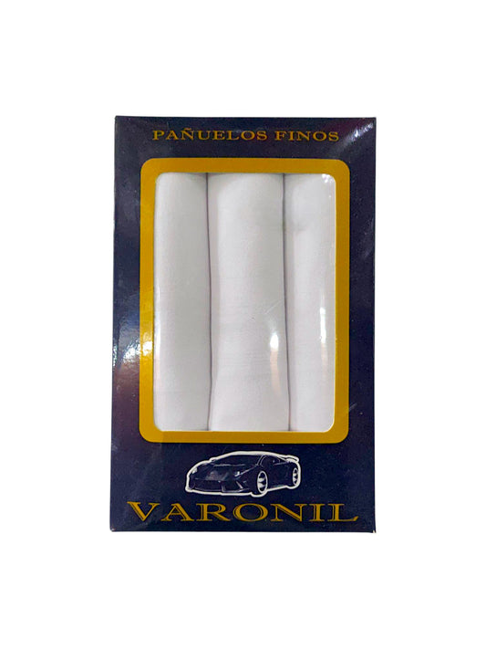 Pañuelos blancos de algodón VARONIL 3 unidades.