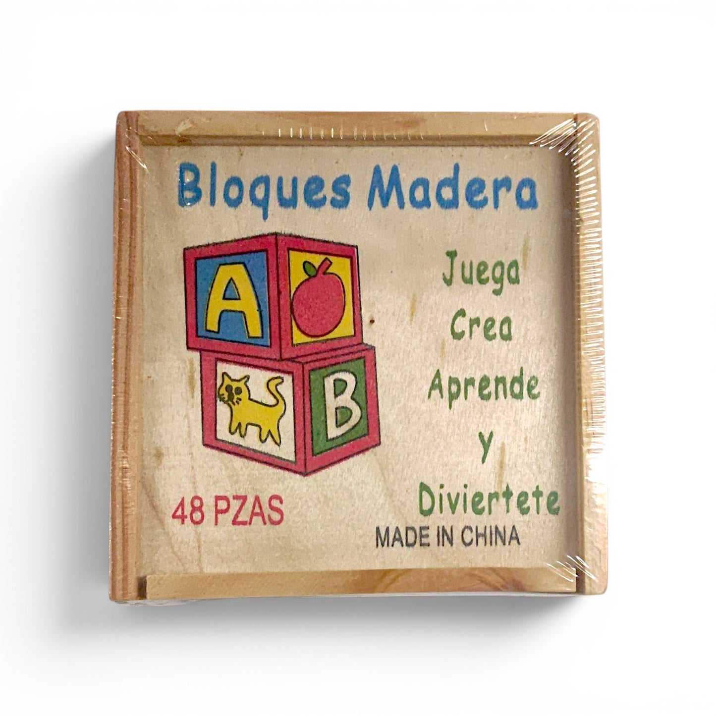 Bloques de madera didáctica ABC 48 piezas.