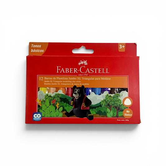 Plastilinas jumbo XL triangular FABER CASTELL 12 unidades.