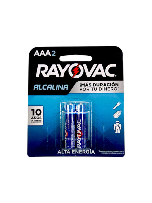 Pilas alcalinas RAYOVAC AAA 2 unidades.